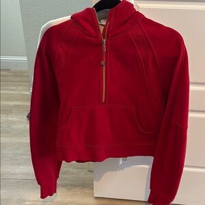 Vibrant Red Cropped Half-Zip Hoodie